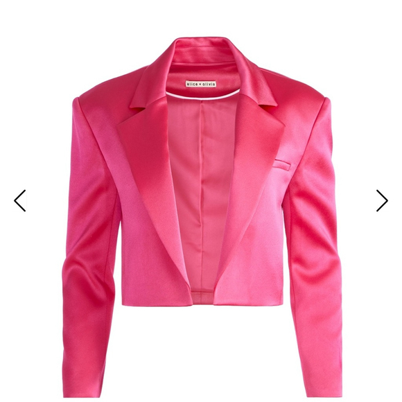Alice + Olivia Pink Cropped Blazer Structured Suit Jacket - Picture 2 of 15